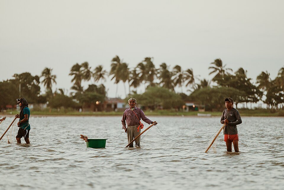 Pescadores artesanales en la costa de La Guajira